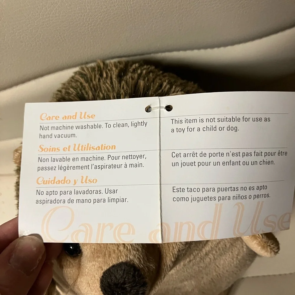 Elements Brown and Tan Plush Hedgehog Door Stopper - Picture 6 of 6